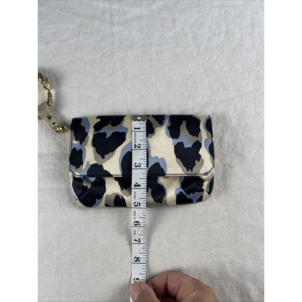 Roberto Cavalli Multicolor Leopard Print Satin Serpent Bracelet Wristlet Clutch - Picture 15 of 16